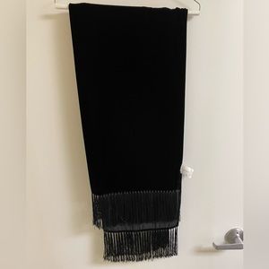 Liz Claiborne Black Velvet Shall with Fringe Detail - OS